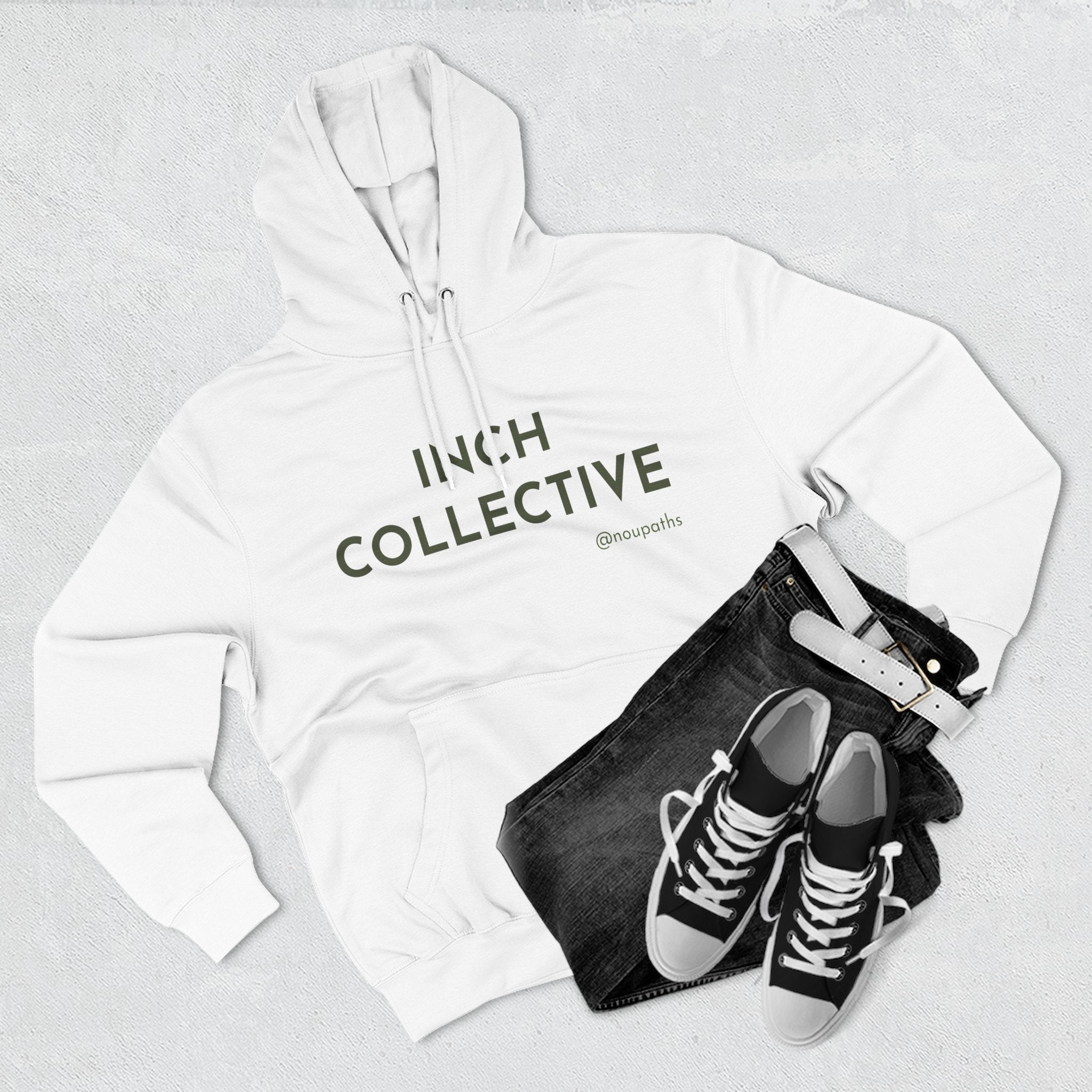 INCH Collective Hoodie — Fleece Pullover with Back Story Text
