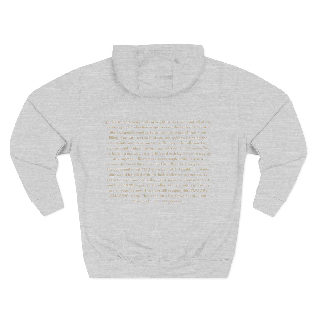 INCH Collective Hoodie — Fleece Pullover with Back Story Text