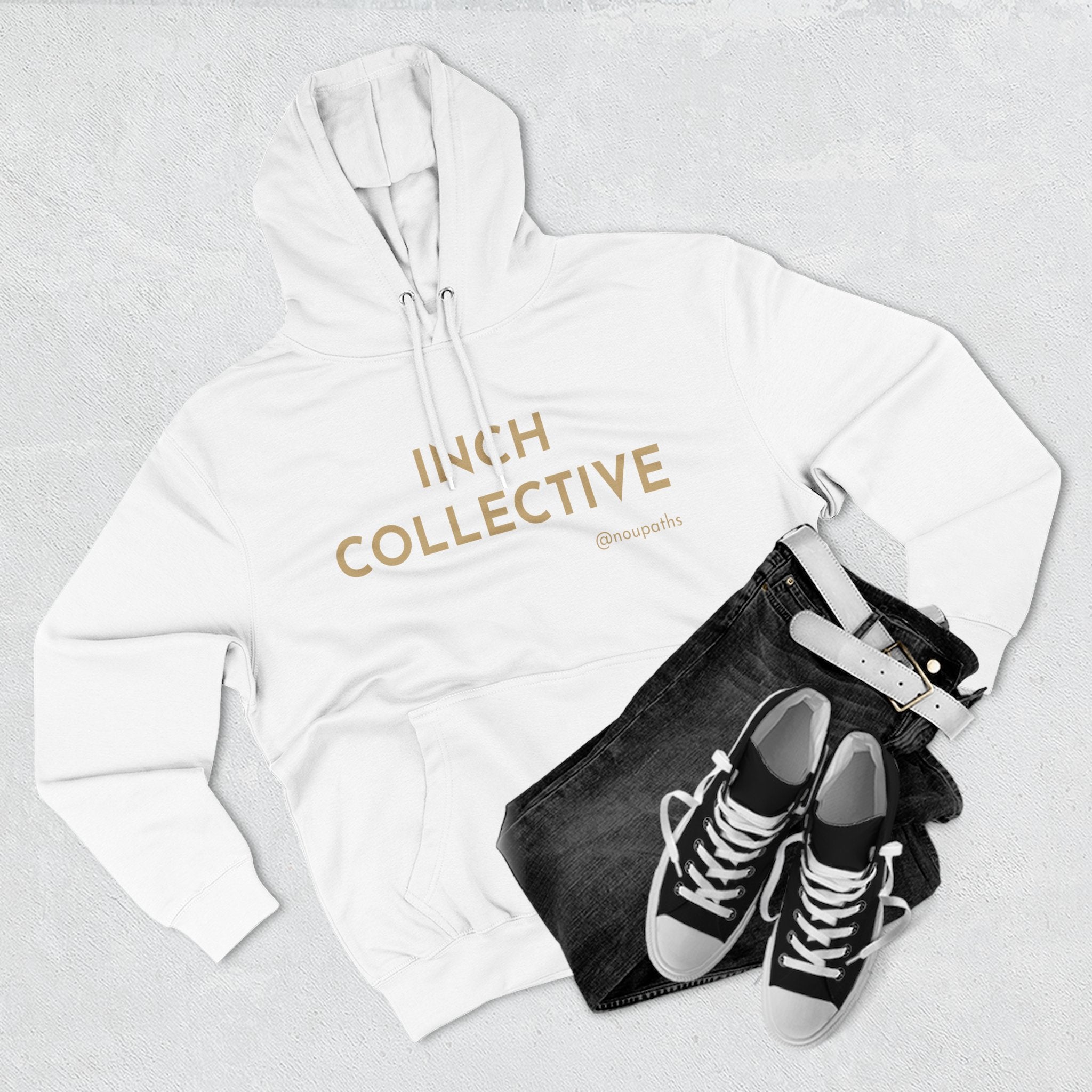 INCH Collective Hoodie — Fleece Pullover with Back Story Text