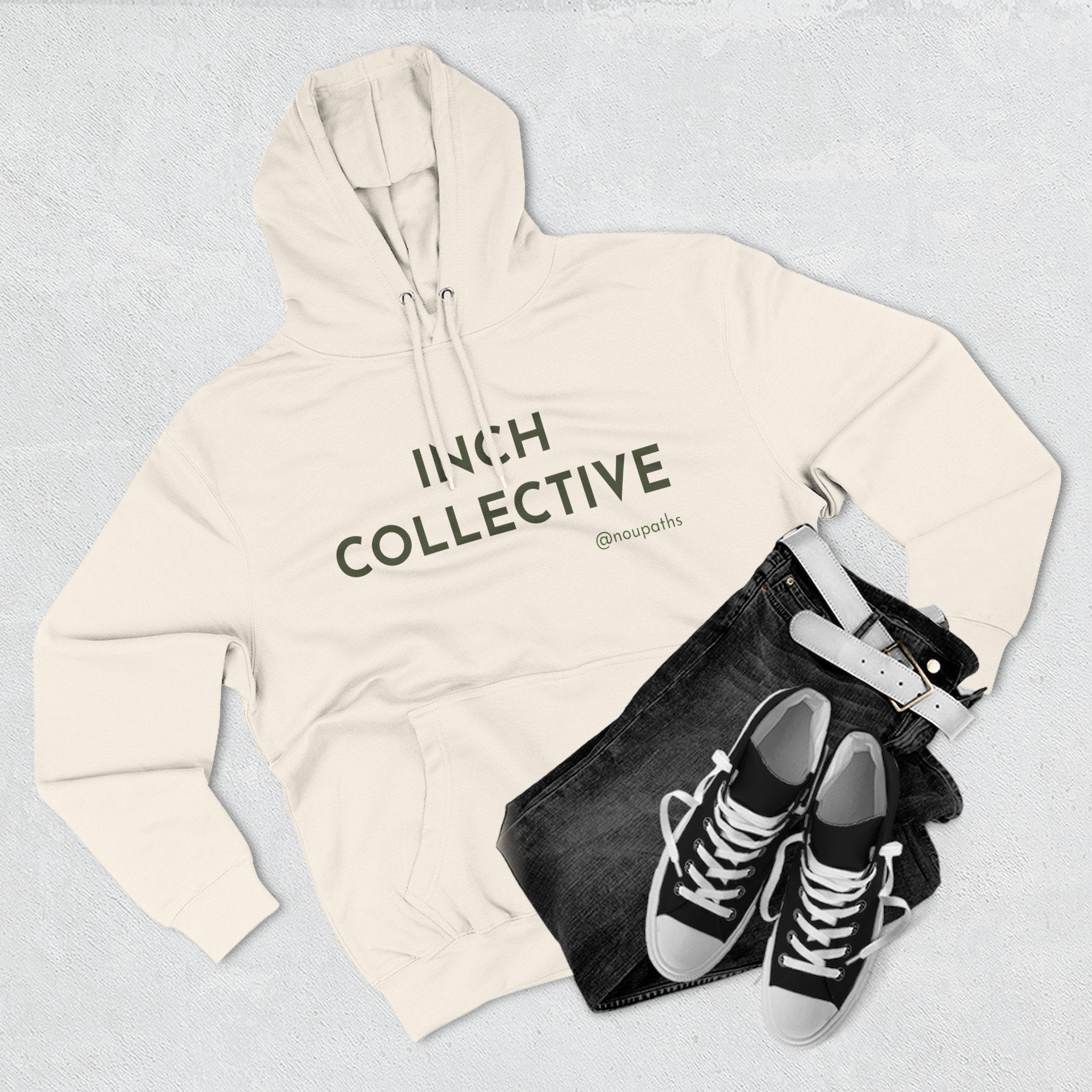 INCH Collective Hoodie — Fleece Pullover with Back Story Text