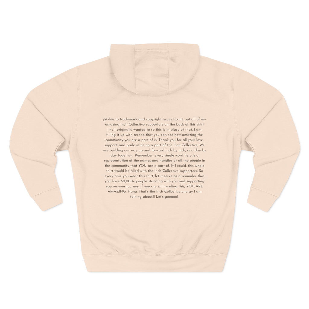 INCH Collective Hoodie — Fleece Pullover with Back Story Text