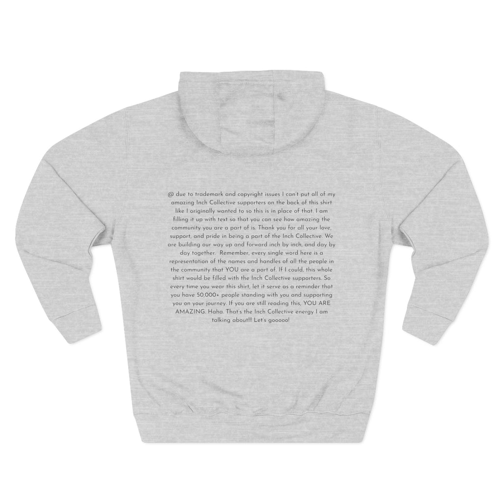 INCH Collective Hoodie — Fleece Pullover with Back Story Text