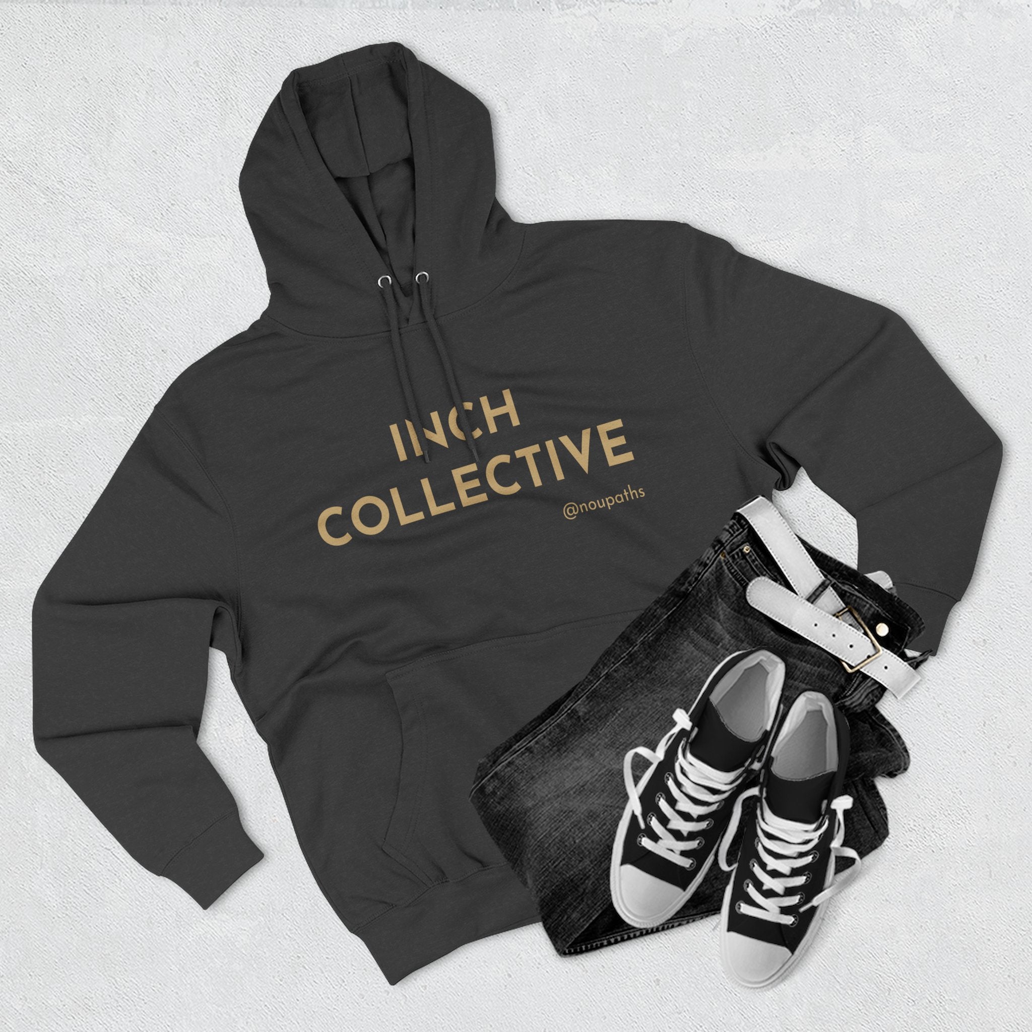 INCH Collective Hoodie — Fleece Pullover with Back Story Text