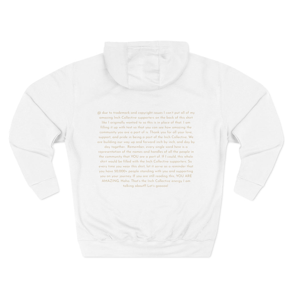 INCH Collective Hoodie — Fleece Pullover with Back Story Text