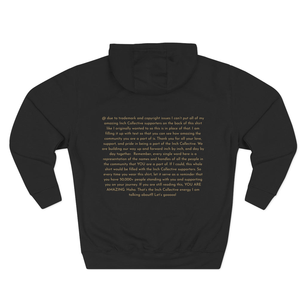 INCH Collective Hoodie — Fleece Pullover with Back Story Text