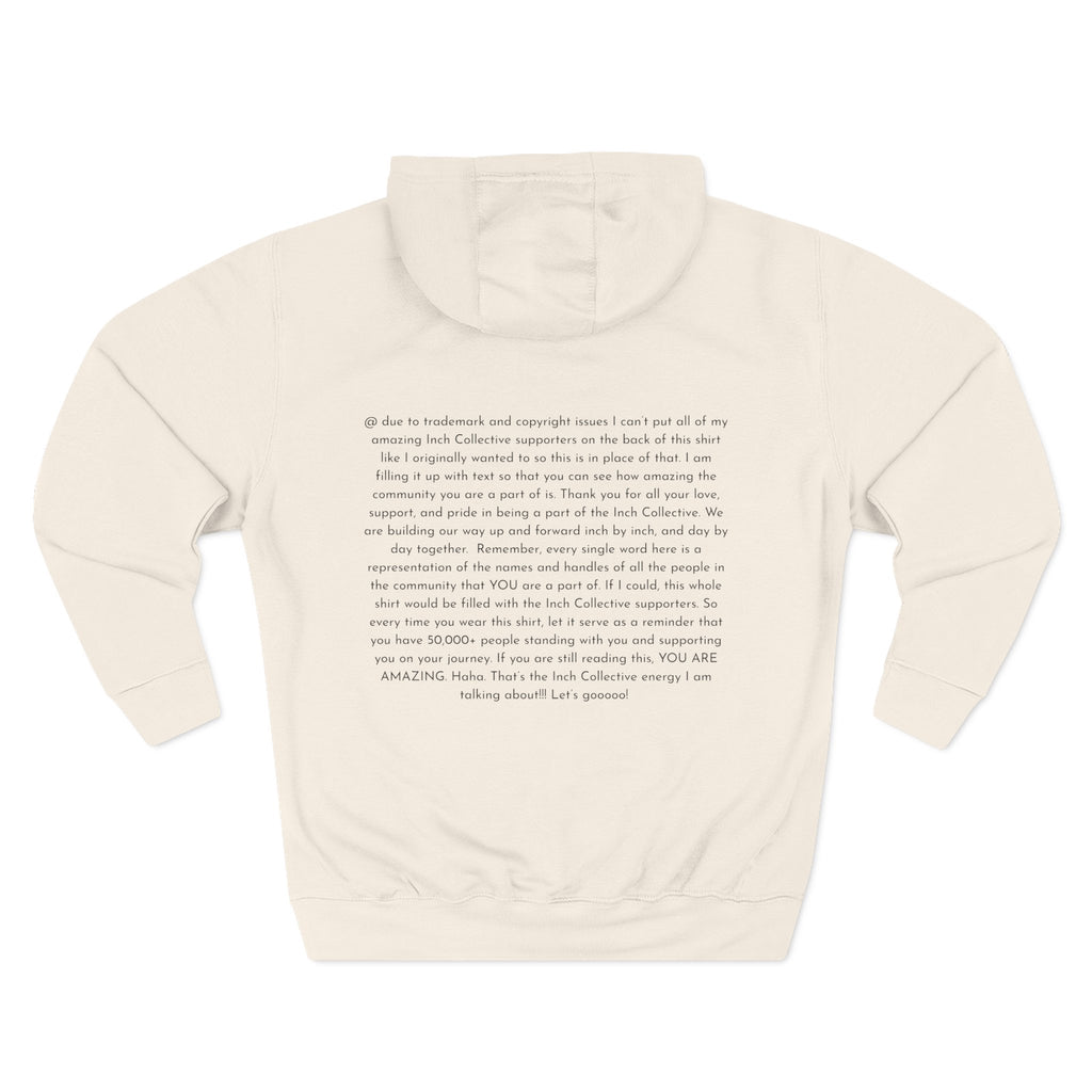 INCH Collective Hoodie — Fleece Pullover with Back Story Text